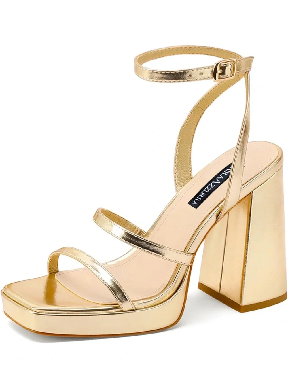 Gold Metallic Ankle-Strap Platform Sandal - Women